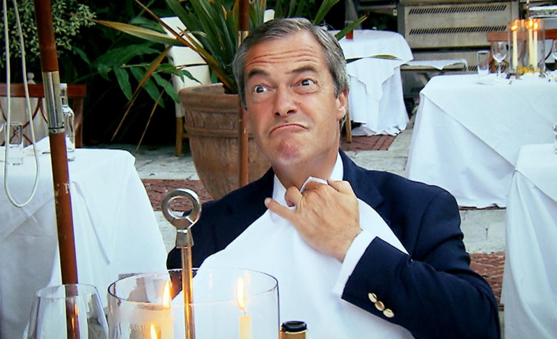 Farage: about to feed on your babies.